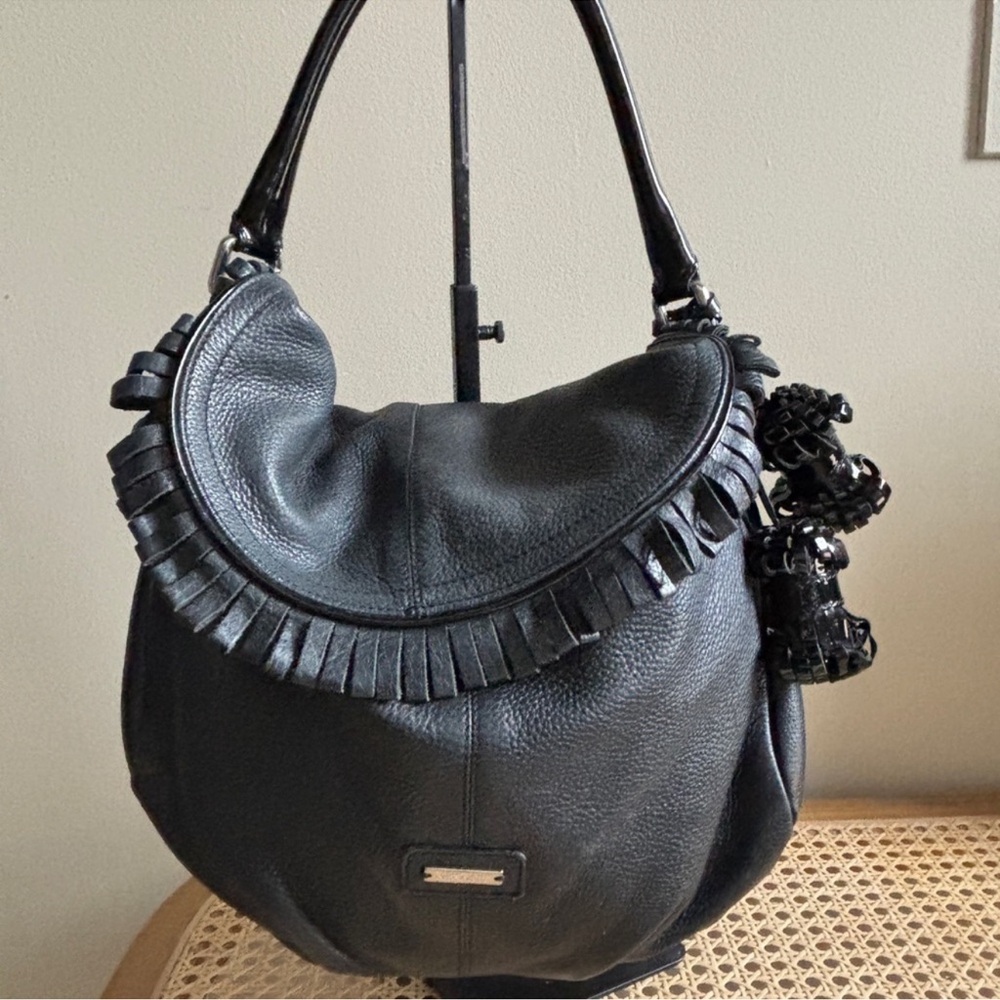 MaxMara Y2K Black Leather Fringe Bag